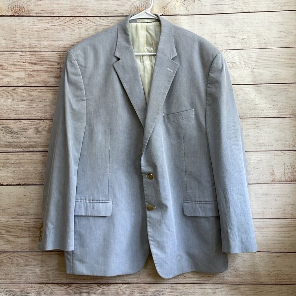 LAUREN RALPH LAUREN NAVY BLUE AND WHITE STRIPED BLAZER - Picture 5 of 8